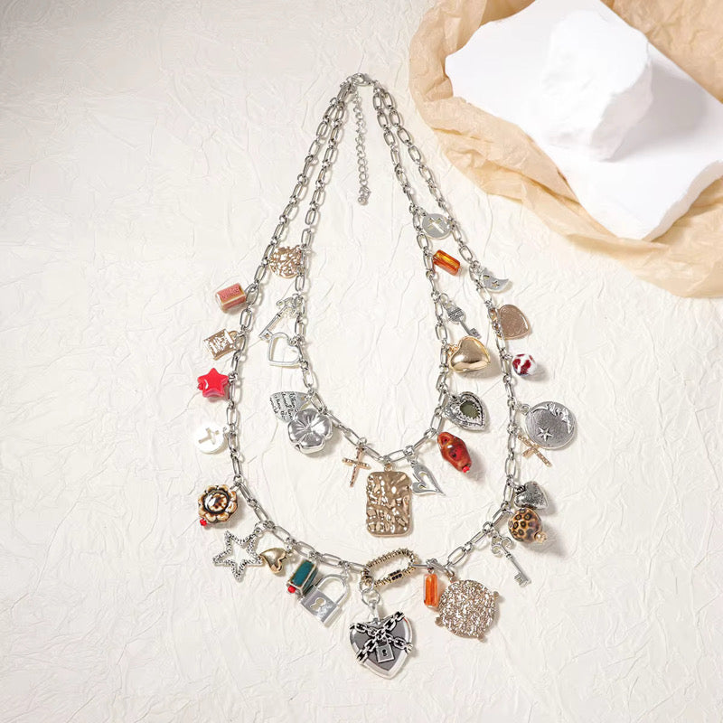Double Trouble Double-layered Charm Necklace