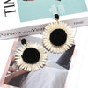 Black and White Sunflower Earrings