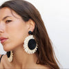 Black and White Sunflower Earrings