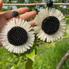 Black and White Sunflower Earrings