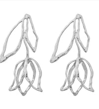 Inverted Rose Silver Drop Earrings