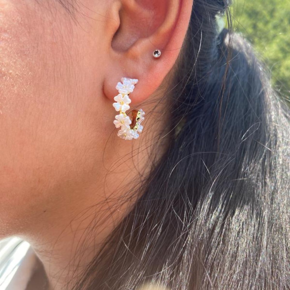 Ivory Fleur Hoops