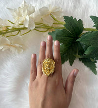 Golden Lion Face Ring