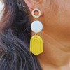 Yellow and White Drop Down Earring