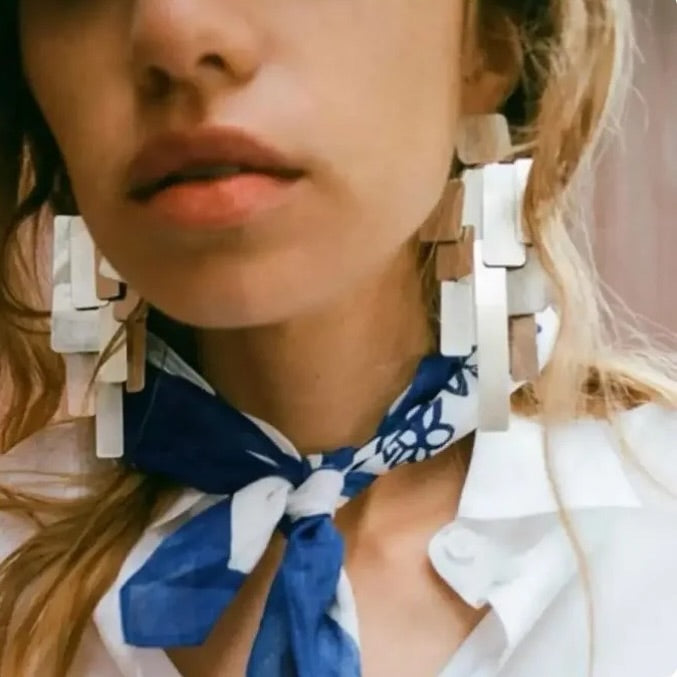 Metal abstract glossy earrings