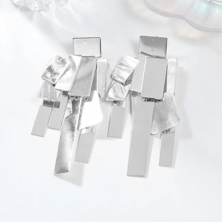 Metal abstract glossy earrings