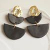 Black Amber Luna Polymer Earring