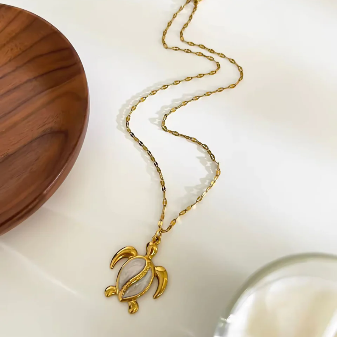 Sea Turtle Charmed Golden Necklace