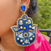 Multi Coloured Beaded Hamsa Statement Earring