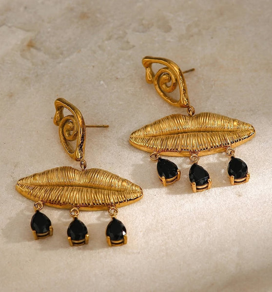 Golden Alloy Danglers with Stones