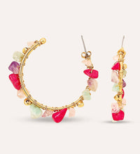Colourful Stone Hoop Earrings