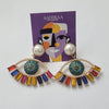 Multi Coloured Stone Beaded Evil Eye Drop Earrings