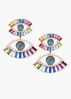 Colourful Double Layered Evil Eye Stone Earrings