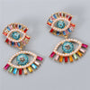 Colourful Double Layered Evil Eye Stone Earrings