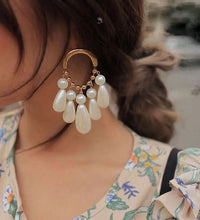 White Moti and Golden Hoop Danglers