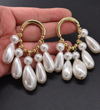 White Moti and Golden Hoop Danglers