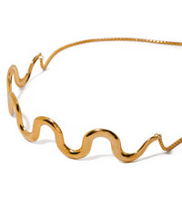 Golden Broad Waves Statement Choker Necklace