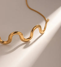 Golden Broad Waves Statement Choker Necklace