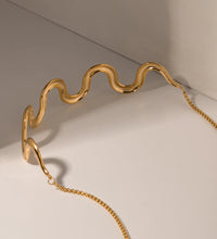 Golden Broad Waves Statement Choker Necklace