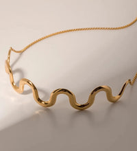 Golden Broad Waves Statement Choker Necklace