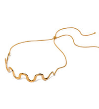 Golden Broad Waves Statement Choker Necklace