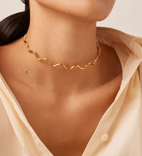 Golden Thin Waves Minimalist Choker Necklace