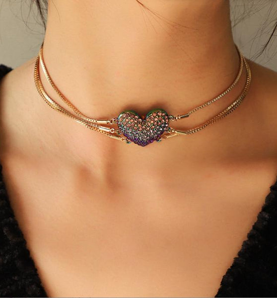 Choke In Style - Copper and Crystal Rhinestone Choker Necklace