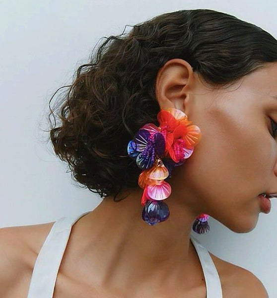 Multicolour Floral Acrylic Earrings
