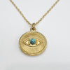 Golden Evil Eye Circle Pendant with Chain