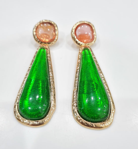 Emerald-Hued Dangling Earrings