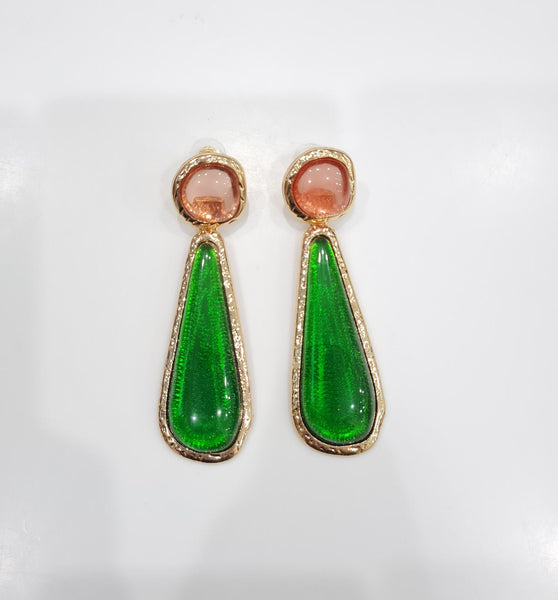 Emerald-Hued Dangling Earrings