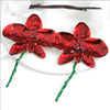 Red floral enamelled earrings