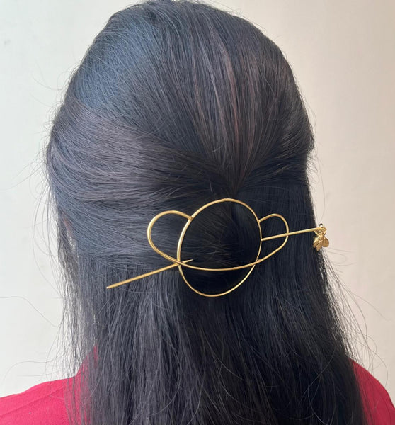 Stunning Golden Glow Saturn Hair Pin