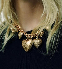 Gold Puffed Heart Neckpiece