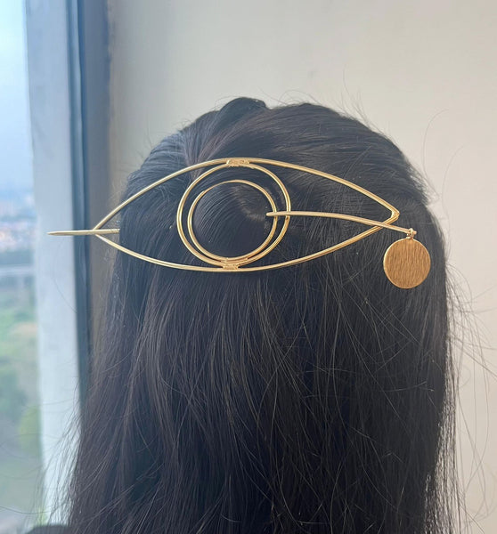 Evil Eye Handmade Gold Hair Pin