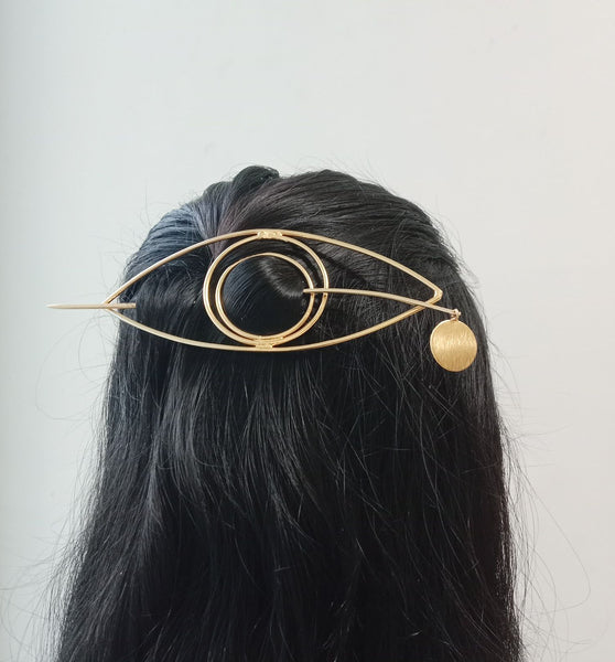 Evil Eye Handmade Gold Hair Pin