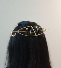 Golden cheerful YAY hair pin