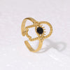 Statement black and gold evil eye ring