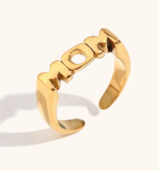 Adjustable Alloy MOM Golden Ring