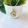 Golden Evil Eye Circle Pendant with Chain