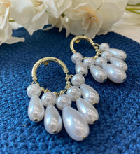 White Moti and Golden Hoop Danglers