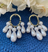 White Moti and Golden Hoop Danglers