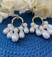 White Moti and Golden Hoop Danglers