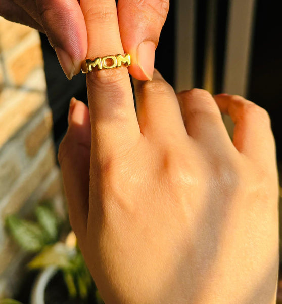 Adjustable Alloy MOM Golden Ring