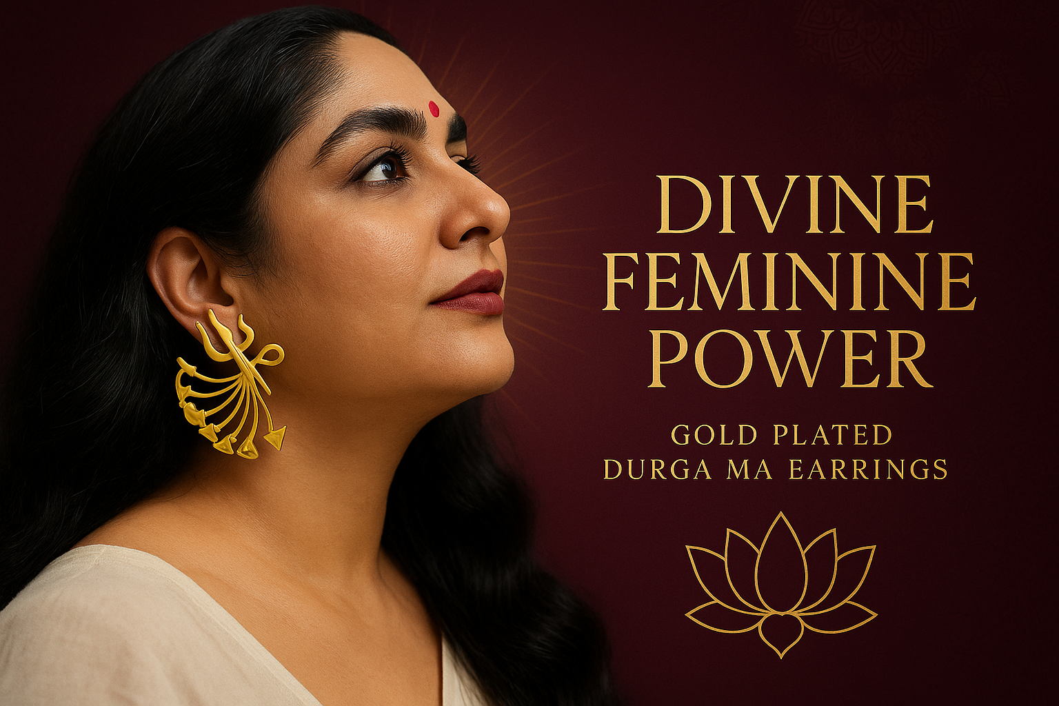 Gold Plated Durga Ma Earrings - Sophisticated Homepage Banner
