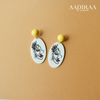 White Oval Acrylic Women Portrait Earring - aadiraabyaarushi