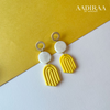 Yellow and White Drop Down Earring - aadiraabyaarushi