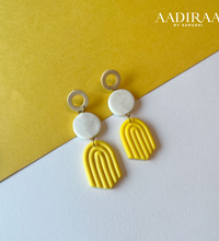 Yellow and White Drop Down Earring - aadiraabyaarushi