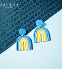 Blue, Pink and Yellow Rainbow Polymer Clay Earring - aadiraabyaarushi