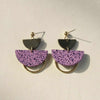 Purple Semicircle Handmade Clay Earring - aadiraabyaarushi